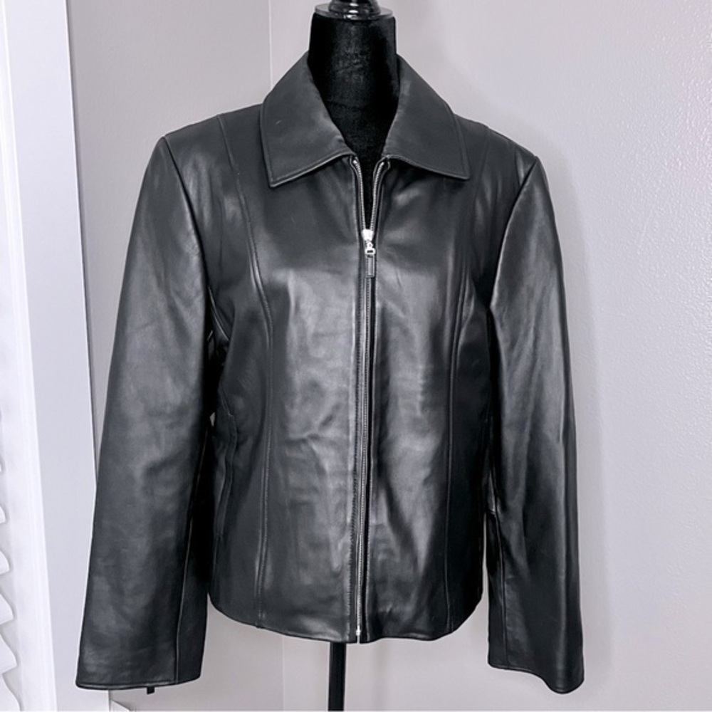 EUC Pamela McCoy women’s size large black leather jacket